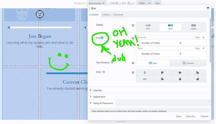 1-oops-Show Grid  Click the Waffle to show the Grid overlay