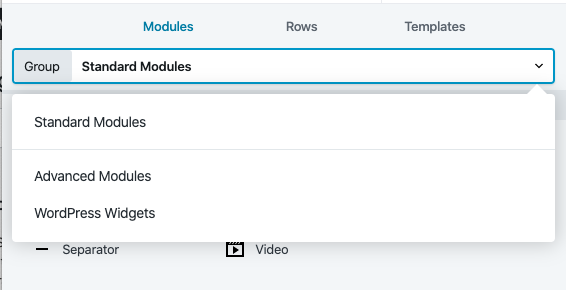 Saved Modules Saved Rows Saved Columns missing from front end